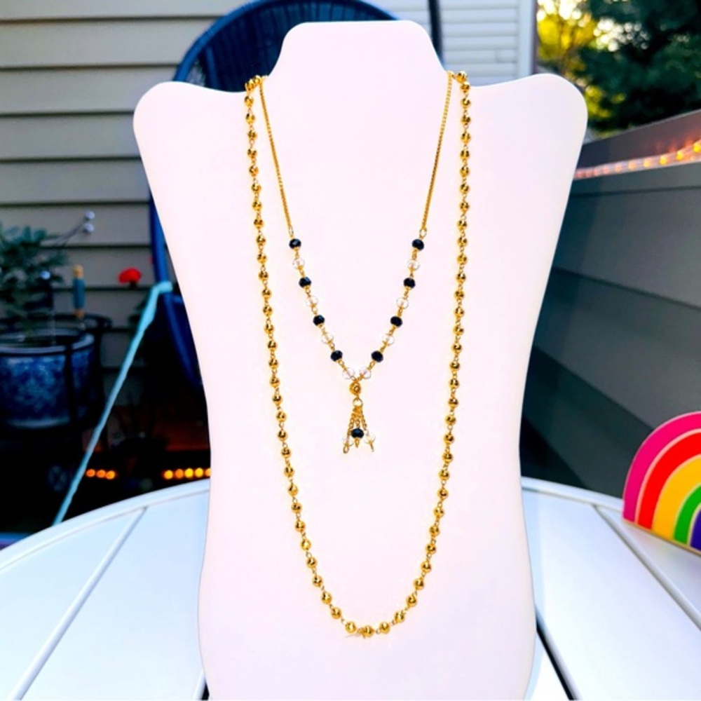 GOLD PLATED CRYSTAL BEADED MANGALSUTRA